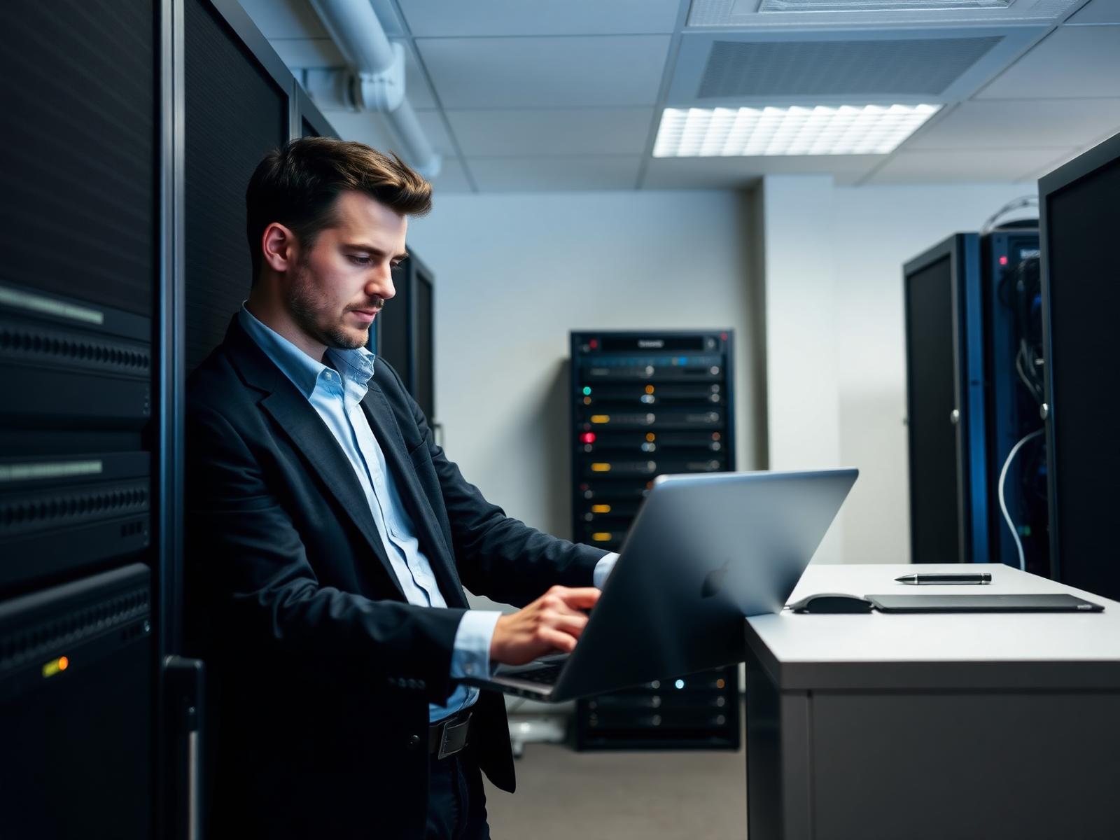 IT-Technikerin überwacht Netzwerkinfrastruktur